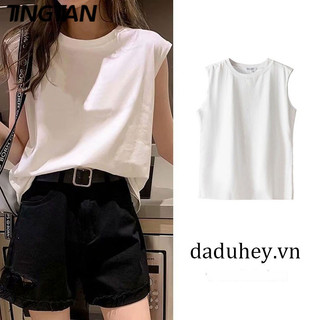Tingtian [Mã FADEP1005 giảm từ 99k xuống 30k mỗi chiếc] Thời trang mùa hè 2022 dành cho nữ cổ tròn không tay dáng rộng vừa vặn
