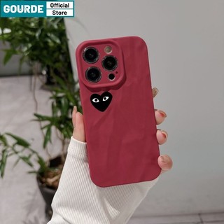 Gourde Ốp lưng Iphone đôi thời trang đen màu đỏ đơn giản icon Họa Tiết Ốp Điện Thoại Silicon Mềm gợn sóng Cao Cấp Chống Sốc Cho Iphone 15 14 12 13 11 Pro Max IP 7 8 Plus Iphon X XS XR XsMax