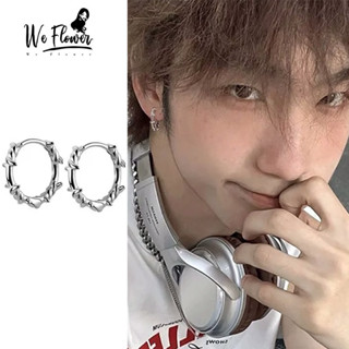  WeFlower Punk S925 Bạc Thistles Gai Tròn Vòng Bông Tai Dành Cho Nam Nữ Đường Phố Thời Trang Tai Vòng Tròn Trang Sức 
