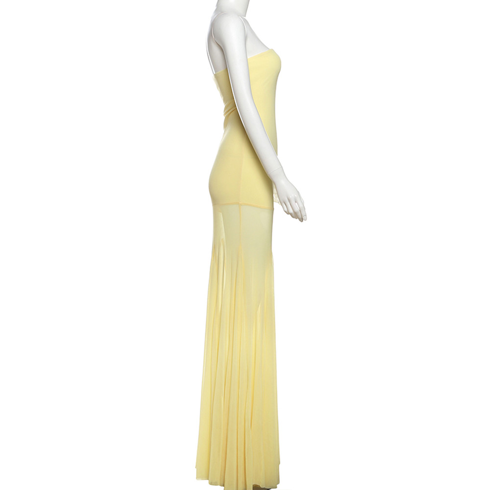 Klalien Chắp Vá Nhìn Xuyên Qua Đầm Nữ Thanh Lịch Chắc Chắn Xếp Ly Không Tay Lưng Ôm Dự Tiệc Vestidos | BigBuy360 - bigbuy360.vn
