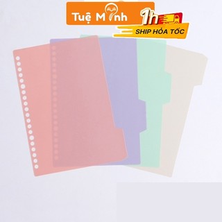 Bộ 4 bìa nhựa tab phân trang B5 26 lỗ P19 màu Macaron Pastel, bìa phân trang gắn sổ còng