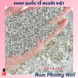 Hộp 50 viên đá trắng mini hạt gạo chân bằng size bé mini