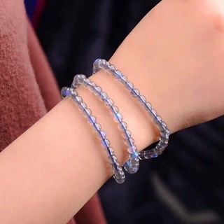 Vòng tay Labradorite nguyệt quang xám đá  xà  cừ  / Vòng tay đá mặt trăng thiên nhiên / Ba vòng / Xám Labradorite / Xanh biển / Quà tặng