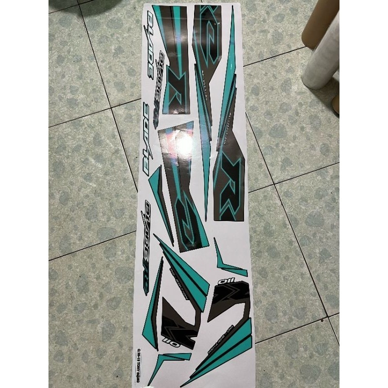 Tem dán xe Wave Blade 110 xanh đen , mẫu tem rời cao cấp 3 lớp không bay màu bảo hành màu trọn đời