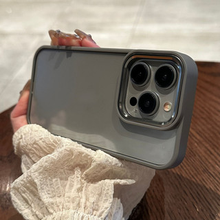 Ốp điện thoại khung ống kính kim loại titan tự nhiên cho iPhone15 14 13 12 11 Pro MAX Ốp lưng trong suốt chống sốc