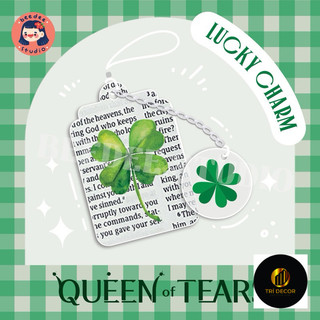 Móc khóa, keychain QUEEN OF TEARS MERCH, móc khóa mica, móc khóa in hình cỏ 4 lá, nữ hoàng nước mắt, làm quà tặng