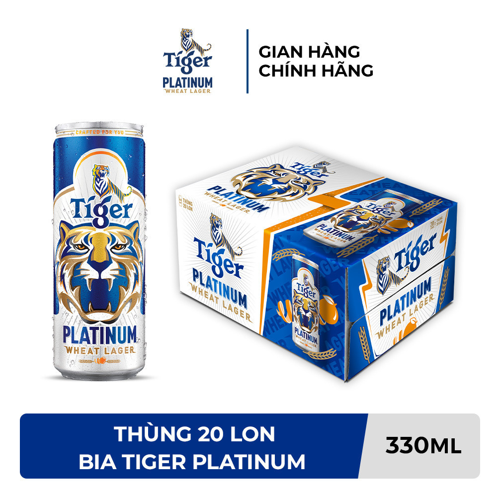 Thùng 20 lon bia lúa mì Tiger Platinum Wheat Lager - 330ml/lon