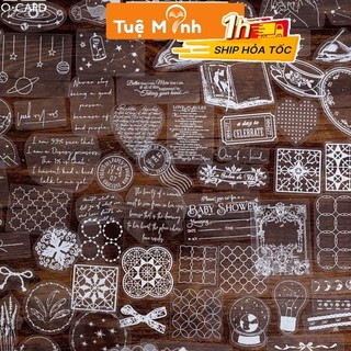 Bộ 40 sticker trong suốt STI010 cỡ lớn hình ren, hoa văn Vintage, quotes làm bullet journal, sổ tay