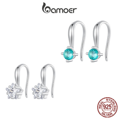 Bamoer 925 Sterling Sliver Móc Bông Tai Thiết Kế Ngôi Sao Trang Sức Quà Tặng Cho Nữ
