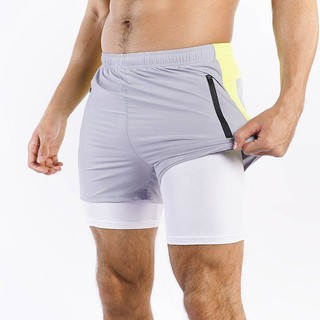 New Summer Men's Sports Shorts Quick-Drying Running Fitness Anti-Exposure Color Boxer Stretch Double-Layer Shorts X39i