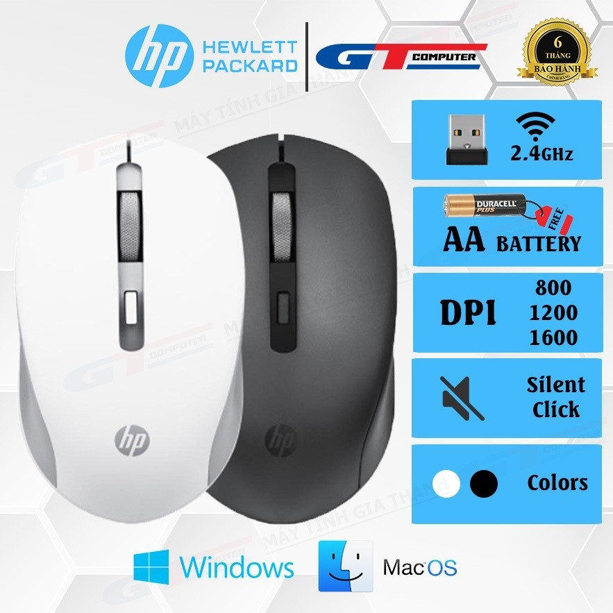 Chuột Không Dây HP S1000 Plus 1600 DPI (Silent Switch) Thích Hợp Văn Phòng, Chơi Game - New Full Box BH 6T