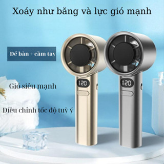 Quạt cầm tay tốc độ cao turbo 120 cấp độ gió DELADEP quạt mini gió mạnh, dung lượng pin lớn có màn hình LED hiển thi PIN