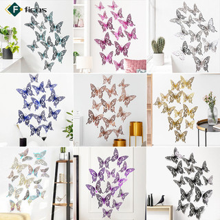 Sẵn sàng! 12 Cái / bộ 3D Rỗng Bướm Series Trang Trí Dán Tường Tự Làm Nghệ Thuật Ngọc Trai Trang Trí Nhà Tường