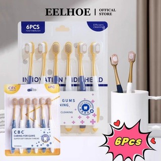 Bộ Bàn Chải Đánh Răng EELHOE 6 Chiếc Bàn Chải Đánh Răng Đầu Rộng Lông Mềm Siêu Mịn Bàn Chải Đánh Răng Du Lịch Di Động Khách sạn Bàn chải đánh răng Chăm sóc răng miệng Bàn chải đánh răng miiki_vn