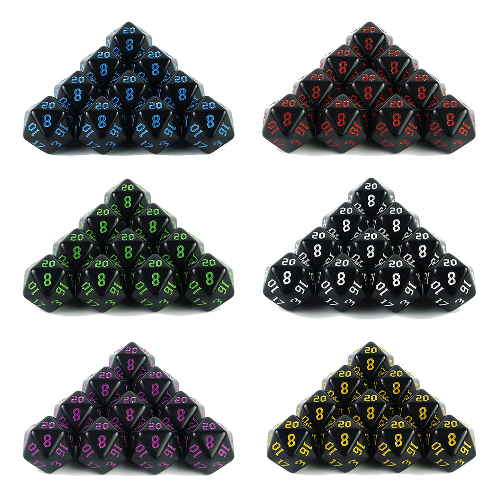 10 Chiếc Đa Diện Dices D20 Nhiều Màu Sắc Kỹ Thuật Số Chết Cho DND RPG Game DIY Board Game, Opaque 20