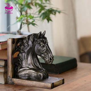 Devoko Đầu Ngựa Tượng Tượng Hình, Trang Trí Bookend, Động Vật Điêu Khắc Thủ Công Chặn Sách Cho Kệ Phòng Khách Trang Trí Nhà Trang Trí