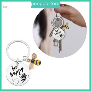 Poop Động Vật Dễ Thương Móc Khóa Thép Không Gỉ Ong Happy Móc Khóa Túi Xách Phụ Kiện
