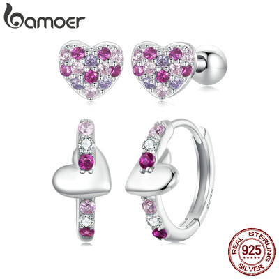 Bông Tai Bạc Bamoer 925 Tinh Tế Zircon Tai Dành Cho Nữ Bé Gái Quà Tặng BSE1044