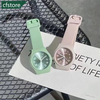 Cfstore Đồng hồ thạch anh màu kẹo có dây đeo silicon Đồng hồ nữ thời trang vuông Con trỏ kỹ thuật số có giá trị cao Đồng hồ nữ G9T1