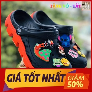 Dép Sục cross duet Đen đế đỏ 🎁10 sticker 2d +FREESHIP🎁 quai ngang bit đầu nam nữ