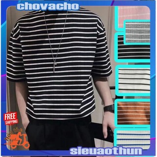 Áo thun stee cổ ôm sọc ngang b&w cvc - giá sỉ unisex