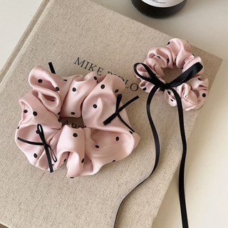 Kem màu hồng tóc ruy băng nơ scrunchy nhẫn