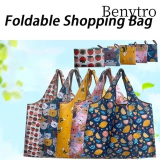 Benytro Túi mua sắm có thể gập lại, Túi Tote Polyester dung tích lớn, Túi tạp hóa du lịch dày chống thấm nước có thể tái sử dụng dành cho nữ