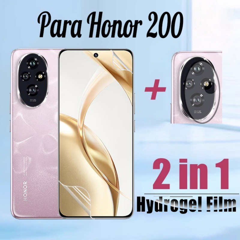 Honor 200 5G 2 Trong 1 Miếng Dán Bảo Vệ Màn Hình Hydrogel Mềm Cho Honor 200 90 Lite 70 50 5G Hydrogel Bảo Vệ Phim & Ống Kính Máy Ảnh