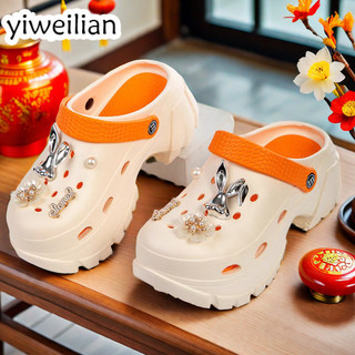 YIWEILIAN dép cross đế cao dép nữ 2024 NEW Thoáng khí Đế êm Tự nhiên Thanh lịch FBT2460SWE 27Z240701