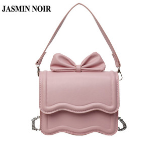 Túi đeo vai nữ bằng da PU JASMIN NOIR Túi xách dây chuyền nơ ngọt ngào Túi đeo nắp nhỏ