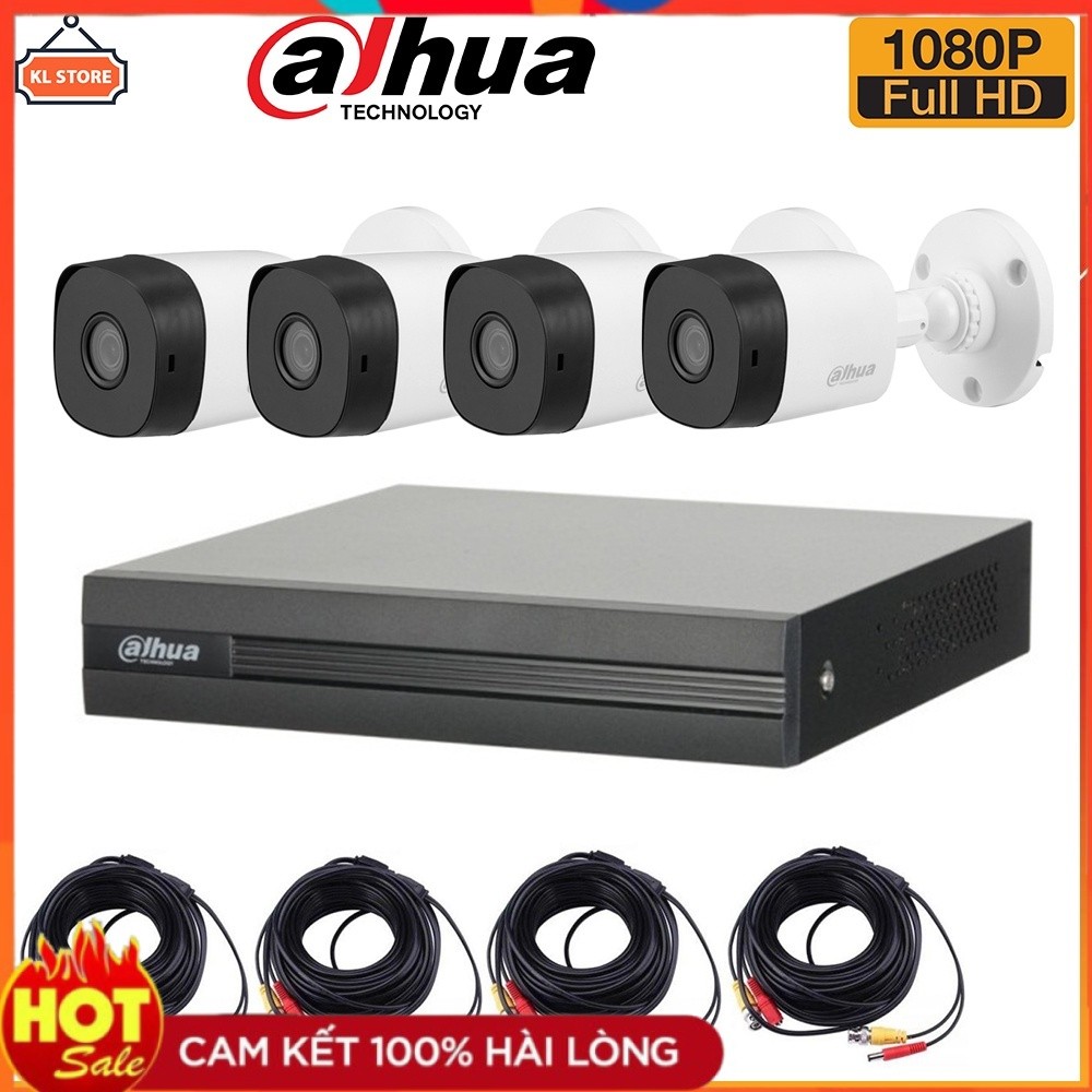 Trọn Bộ Camera Giám Sát Dahua 2.0MP Full HD 1080P Tự lắp đặt-Cam Kết Hàng Chính Hãng