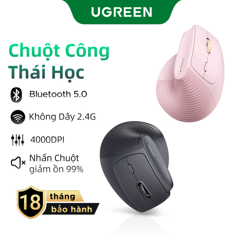 Ugreen Dọc 4000DPI 2.4G Chuột Nhấp chuột im lặng không dây tiện dụng 4 tốc độ có thể điều chỉnh 10M truyền ổn định | BigBuy360 - bigbuy360.vn