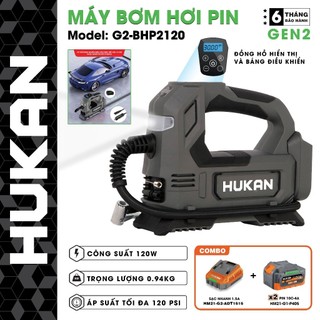  Máy bơm hơi pin HUKAN G2-BHP2120 120w Nặng 940gram Áp suất tối đa 120 psi 