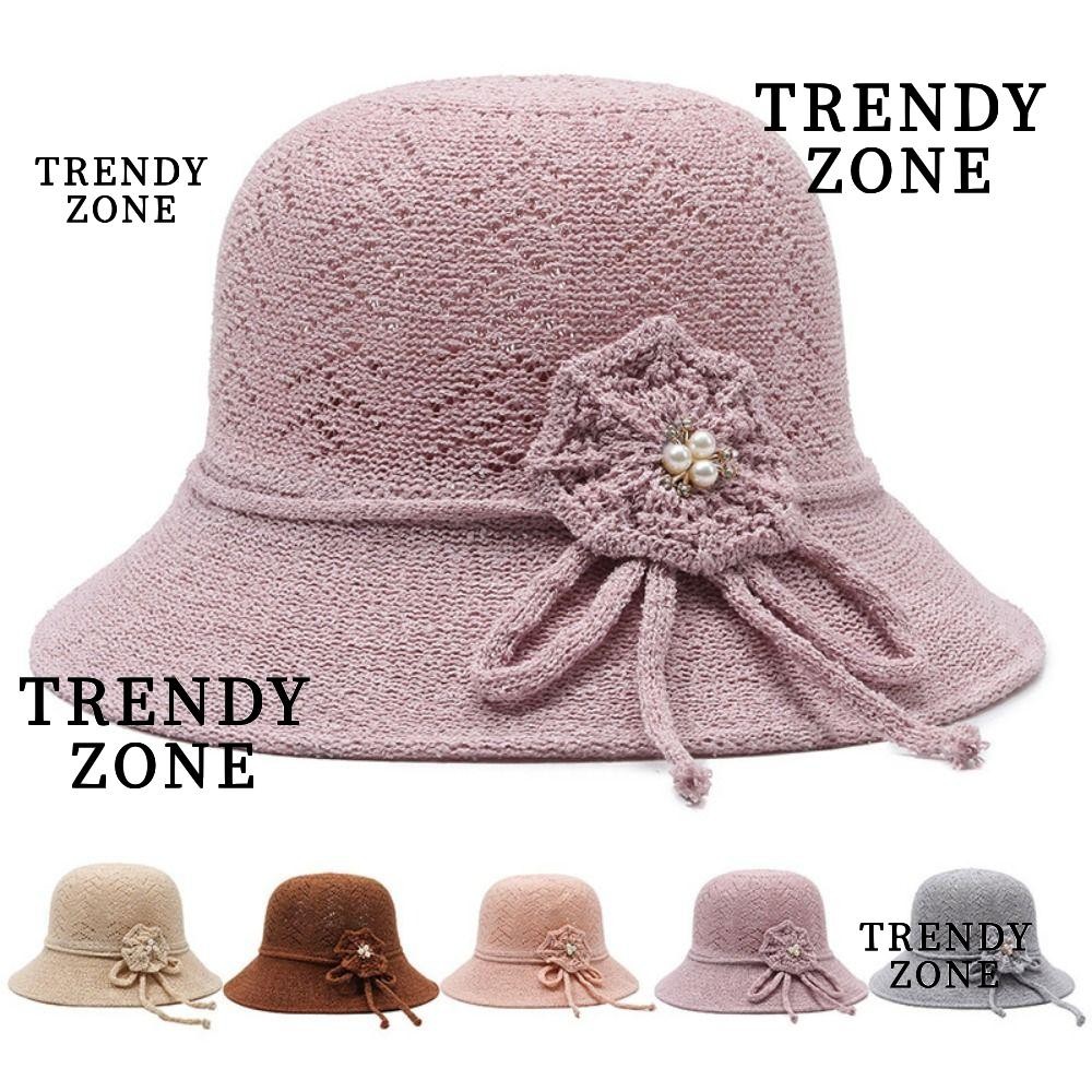 TRENDYZONE Bucket Hat, Breathable Weave Panama Hat, Sunscreen Visor Hat Lady Girls