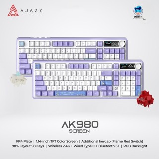 Bàn phím cơ Ajazz AK980 - 3 Mode kết nối - Led RGB- Gasket Mount - Pin 8000Mah