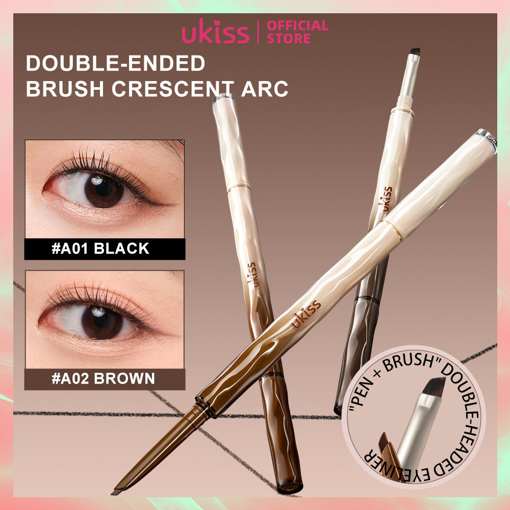 UKISS Bút chì kẻ mắt Gel hai đầu với cọ kẻ mắt Chống thấm nước chống nhòe lâu trôi 50mg [Nâng cấp mớ