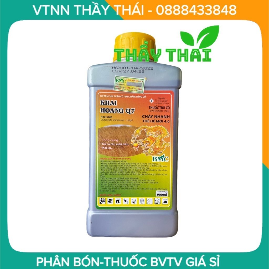 [CHÍNH HÃNG] Thuốc Trừ Cỏ Sinh Học Q7, Chai 900ml, cỏ Khai hoang Q7