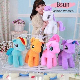Ngựa pony nhồi bông 25cm chất liệu cotton PP màu cầu vồng dễ thương chất lượng cao