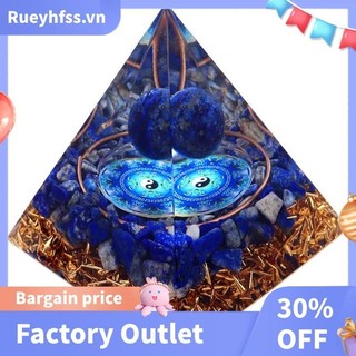 Orgonite Kim Tự Tháp Lapis Lazuli Sazare Lazurite với Quả Bóng Tròn Taegeuk Orgonite Kim Tự Tháp Tượng Đá Năng Lượng Tự Nhiên