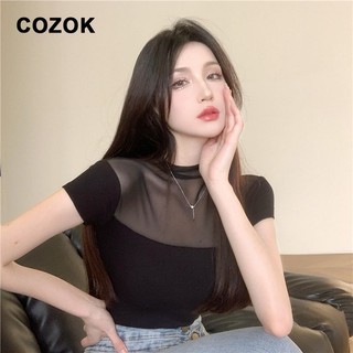 Áo thun ngắn tay khâu lưới cho nữ