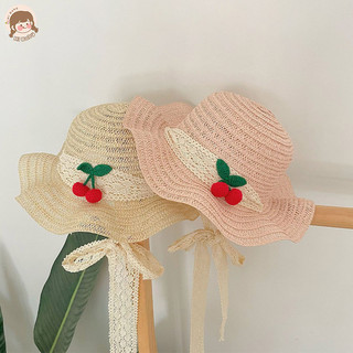 Hi bé trẻ em mũ chống nắng bé gái ngọt ngào ren ruy băng mũ rơm cho bé vành lớn mũ chống nắng