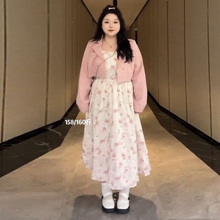  【Bess's house blazer nữ+váy bigsize nữ,váy hoa nhí dáng dài,set váy bigsize,set đồ nữ bigsize,Áo khoác ngoại cỡ kèm váy treo hoa cho mùa xuân mm đầy đặn giảm béo ngọt ngào giảm tuổi tác bộ hai mảnh thời trang phong cách phương Tây,đồ mùa hè,bộ đồ 