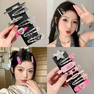 Set 7 kẹp tóc mái LAGU set cặp tóc nữ chữ Min Min  dễ thương màu hồng ngọt ngào phong cách Y2K