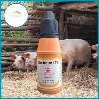 Sát trùng Han-Iodine 10% sát trùng vệ sinh chuồng trại, lồng nuôi, sát trùng vết thương hiệu quả chai 50ml