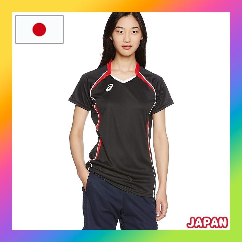 Asics Volleyball Wear Short Sleeve Game Shirt XW1317 [Women] Women's Black/Berry Pink Japan S (Equivalent to Japan Size S)