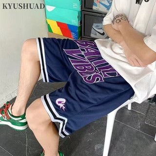 Kyushuad Quần Short Nam Mỹ Retro Đường Phố Thêu Chữ In Bóng Rổ Lưới Thể Thao Quần Short