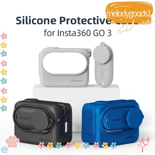 Melodygoods1 protective, action silicone silicone cover, soft camera anti-lost with lanyard protector for insta360 go 3 sports camera