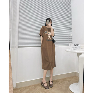 Váy phông suông, đầm suông cute monkey - form rộng, chất cotton mềm mại, dáng dài ttdsa0026