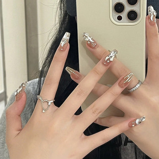 Đeo móng tay ngắn pháp blush làm móng tay miếng dán móng tay miếng dán móng tay hoàn thành miếng dán móng tay thạch keo