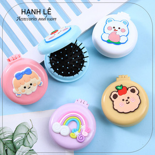 Gương cầm tay kèm lược chải tóc 2in1 tiện dụng